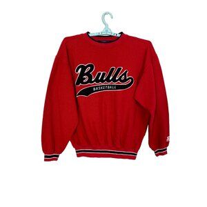 Chicago Bulls Starter Men's Red Size XL Vintage Chicago Bulls Script Sweatshirt